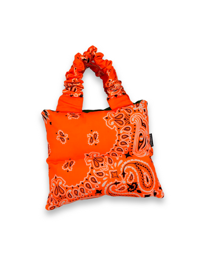 Mini Puffer Tote Bag- Orange Apple Split