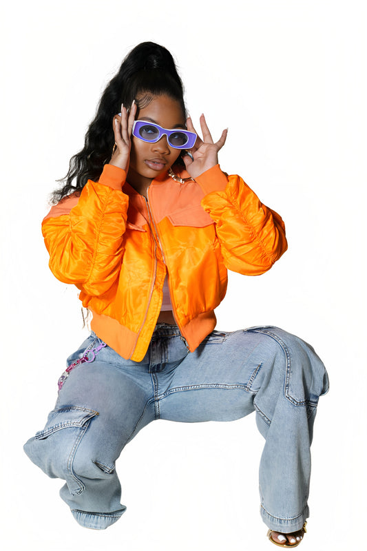 Orange You Glad I Bombed You Bomber Jacket